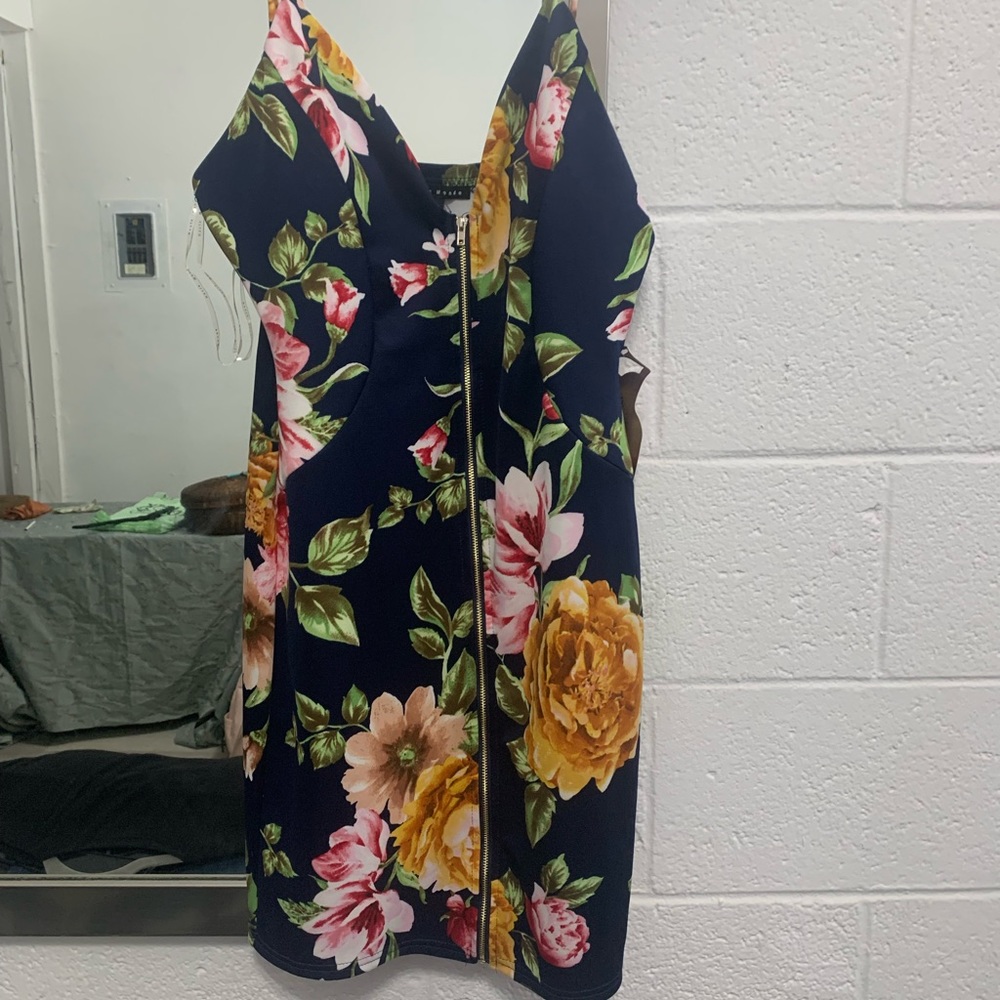Haute Monde Floral Zip-Up Mini Dress